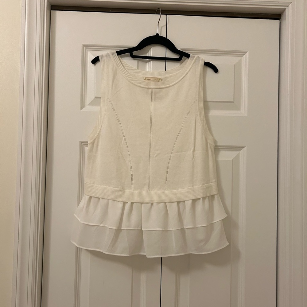 Artelier Nicole Miller Tank Top with Ruffle Bottom